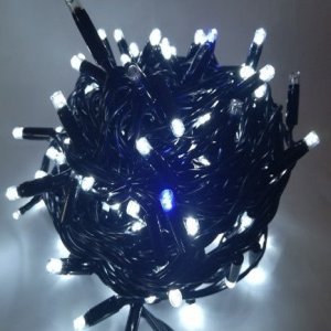 PROFI vianočná EXTRA HRUBÁ LED svetelná reťaz vonkajšia na spájanie FLASH - 300LED - 24 m studená biela + modrá, IP44