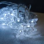 LED vianočná reťaz - hviezdy, 20xLED, 2x AA batérie, studená biela