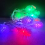 LED vianočná reťaz - snehové guličky, 20xLED, 3x AA batérie, viacfarebná
