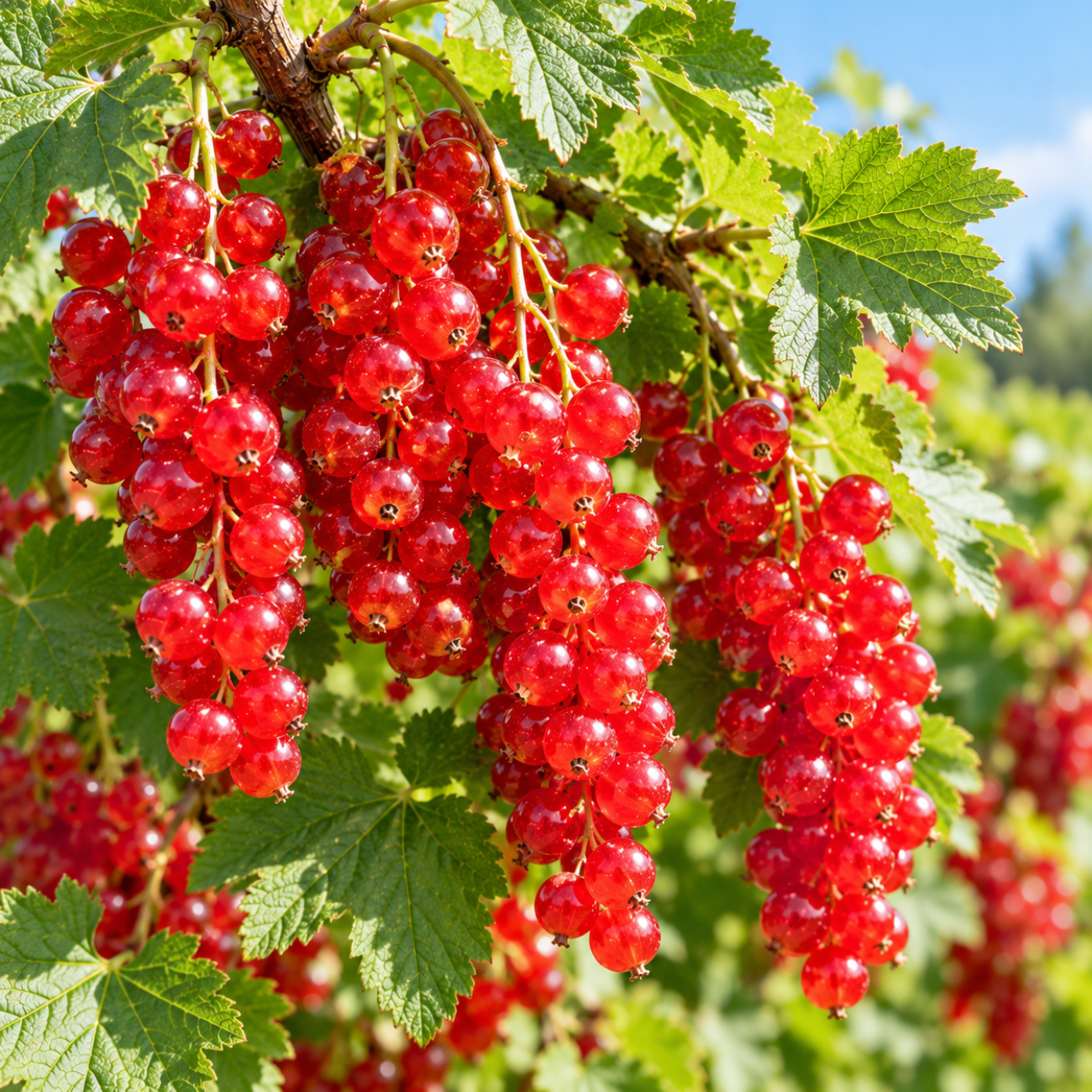 Obrázok Ríbezľa červená (Ribes rubrum) 'DETVAN' - skorá, výška 70-100 cm, voľnokorenná - STROMČEKOVÁ/NA KMIENKU - 2. trieda
