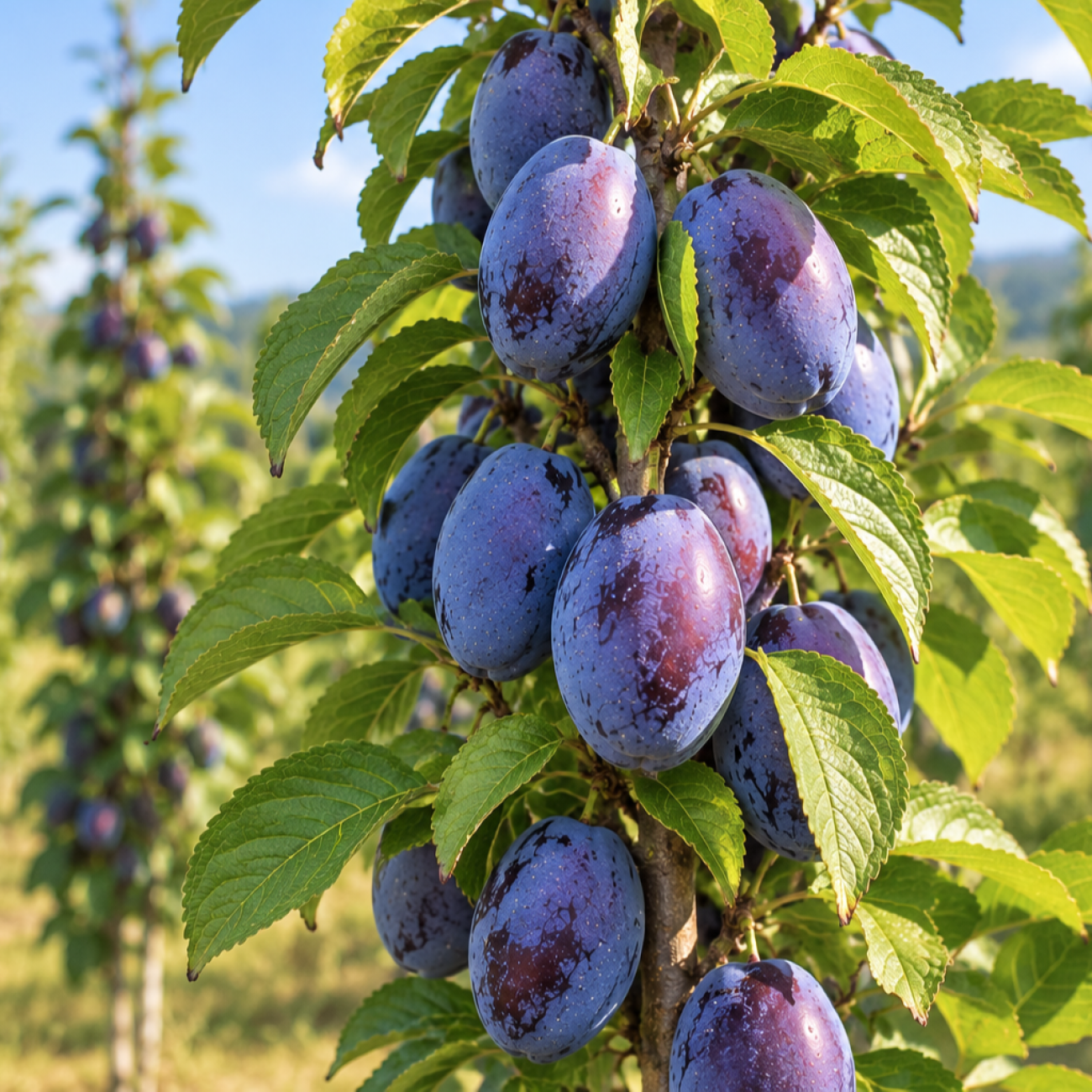 Obrázok Stĺpovitá slivka (Prunus domestica) 'IMPERIAL' - neskorá, výška 120-150 cm, voľnokorenná - 2. trieda